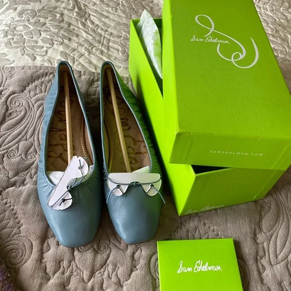 Sam Edelman Meg Ballet Flat Leather Blue Size 8.5 New - Picture 2 of 7